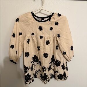 Zara Cream and Black Floral Kids Dress